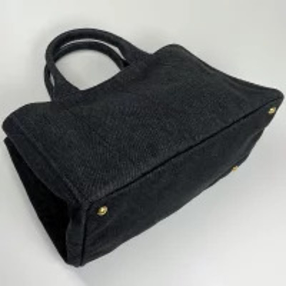Prada Handbag Canapa Black Bag Nero Tote Denim 2way Black